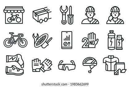 Symbol for distribution product, pre-owned change and maintenance bike services at shop bicycle.