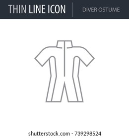 Symbol of Diver Ostume. Thin line Icon of Sea And Beach. Stroke Pictogram Graphic for Web Design. Quality Outline Vector Symbol Concept. Premium Mono Linear Beautiful Plain Laconic Logo