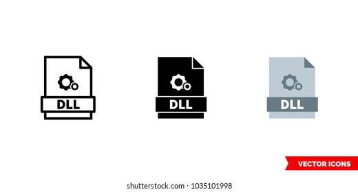 Symbol dll icon of 3 types: color, black and white, outline. Isolated vector sign symbol.