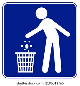 symbol do not litter blue sign vector illustration