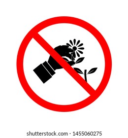 Symbol of do not pluck flowers on a white background