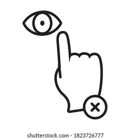 symbol of do not touch your eyes with the hands over white background, line style, vector illustration