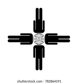 the symbol of the dog, sign e-mail, connecting people silhouettes, replacing the head, the idea of communication via the Internet, e-mail, messengers.