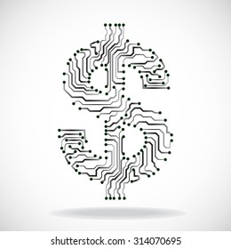 Abstract Technological Brain Cpu Circuit Board Stock Vector (Royalty ...