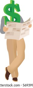 symbol dollar informs reading financial newspaper