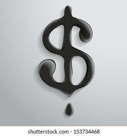 The symbol of dollar of liquid petroleum. Vector Illustration, eps10, editable and isolated.