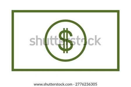 Symbol of dollar money paper vector silhouette illustration isolated on white background. Dollar banknotes with currency money finance. Economy sign of stock exchange USD currency.
