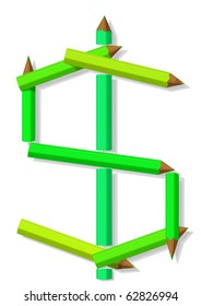 Symbol of dollar from pencils
