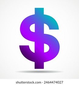 Símbolo dólar. Símbolo de moneda usado. Ilustración vectorial