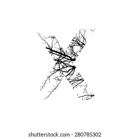Symbol  double exposure with black tree isolated on white background.Vector  illustration.Black and white double exposure silhouette numbers combined with photograph of nature.Letters of the alphabet