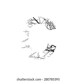 Symbol double exposure with black tree isolated on white background.Vector  illustration.Black and white double exposure silhouette numbers combined with photograph of nature.Letters of the alphabet