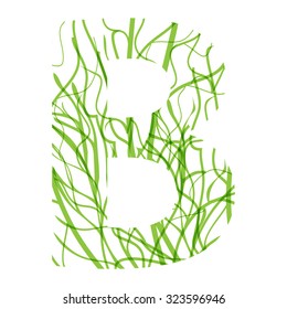 Symbol double exposure with green tree isolated on white background. Vector illustration. Green and white double exposure.