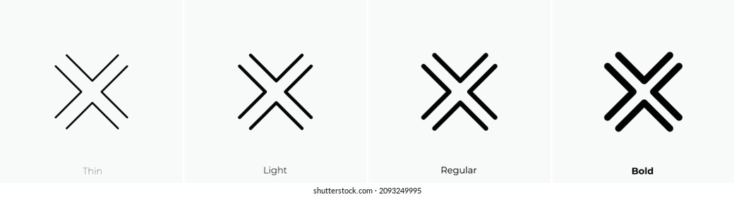 symbol double x icon. Thin, Light Regular And Bold style design isolated on white background