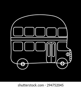 The symbol of a double-Decker bus on a black background. Bus transport leisure travel city bus