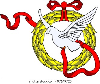 victory’s symbol dove with laurel garland