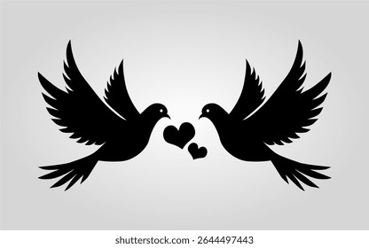 symbol of doves marrying vector black color abstract