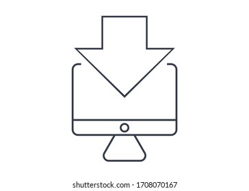 icono de descarga de símbolos simple. Símbolo de PC plano. Ilustración del vector, EPS 10.