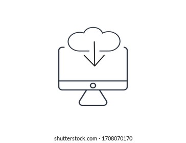symbol download icon simple. Flat PC symbol. Vector illustration, EPS 10.