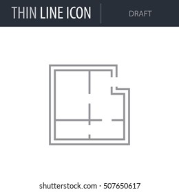 Symbol of Draft Thin line Icon of Construction. Stroke Pictogram Graphic for Web Design. Quality Outline Vector Symbol Concept. Premium Mono Linear Beautiful Plain Laconic Logo