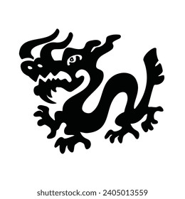 Symbol  dragon black silhouette , vector illustration