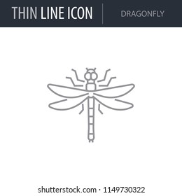 Symbol of Dragon Fly. Thin line Icon of Insect. Stroke Pictogram Graphic for Web Design. Quality Outline Vector Symbol Concept. Premium Mono Linear Beautiful Plain Laconic Logo