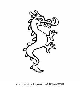 Symbol dragon line and vector illustration