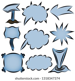 Symbol. Drawn signs. Hand-drawn arrows and frames. Vector graphics