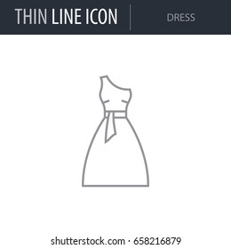 Symbol of Dress. Thin line Icon of Fashion. Stroke Pictogram Graphic for Web Design. Quality Outline Vector Symbol Concept. Premium Mono Linear Beautiful Plain Laconic