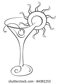 Symbol of drink with cherry on sketch