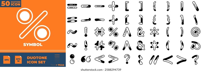 Symbol Duotone Editable Icons set. Vector illustration in modern thin duotone style of symbol icons: abstract, square, rectangle, etc