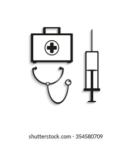 Symbol. The duty doctor set. Vector icon.