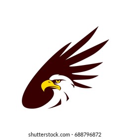 Symbol of eagle hawk predator for sport team mascot, company badge, guard service, hunting club label