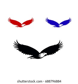 Symbol of eagle hawk predator for sport team mascot, company badge, guard service, hunting club label