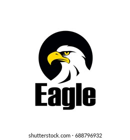 Symbol of eagle hawk predator for sport team mascot, company badge, guard service, hunting club label