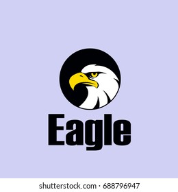 Symbol of eagle hawk predator for sport team mascot, company badge, guard service, hunting club label