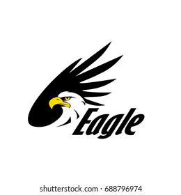 Symbol of eagle hawk predator for sport team mascot, company badge, guard service, hunting club label