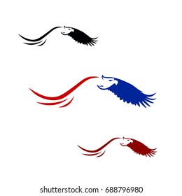 Symbol of eagle hawk predator for sport team mascot, company badge, guard service, hunting club label