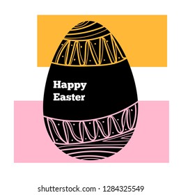 Symbol of Easter holiday. Painted egg in black. For postcards, greetings, web design.