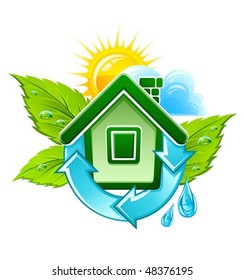 symbol of ecological house vector illustration, isolated on white background