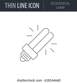 Symbol of Ecological Lamp. Thin line Icon of Ecology Elements. Stroke Pictogram Graphic for Web Design. Quality Outline Vector Symbol Concept. Premium Mono Linear Beautiful Plain Laconic Logo