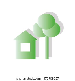 symbol of ecology tree and house