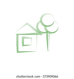 symbol of ecology tree and house