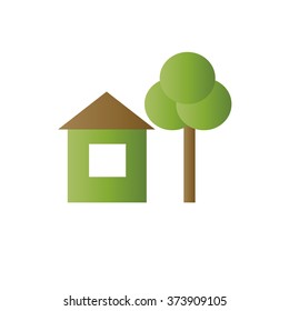 symbol of ecology tree and house