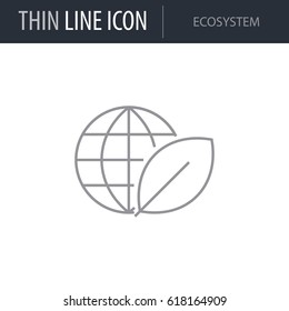 Symbol Of Ecosystem. Thin Line Icon Of Ecology Elements. Stroke Pictogram Graphic For Web Design. Quality Outline Vector Symbol Concept. Premium Mono Linear Beautiful Plain Laconic