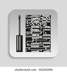 Symbol. Electronics assembly. Vector icon.
