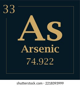 símbolo del arsénico de elemento con número de masa atómica y número atómico con dos colores