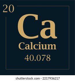 Symbol für das Element Calcium mit Atommassenummer und Atomnummer mit zwei Farben