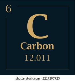 símbolo del elemento carbono con número de masa atómica sin número atómico con dos colores