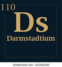 symbol for the element darmstadtium with atomic mass number and atomic number with two colors