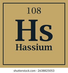 symbol for the element hassium with atomic number with two colors